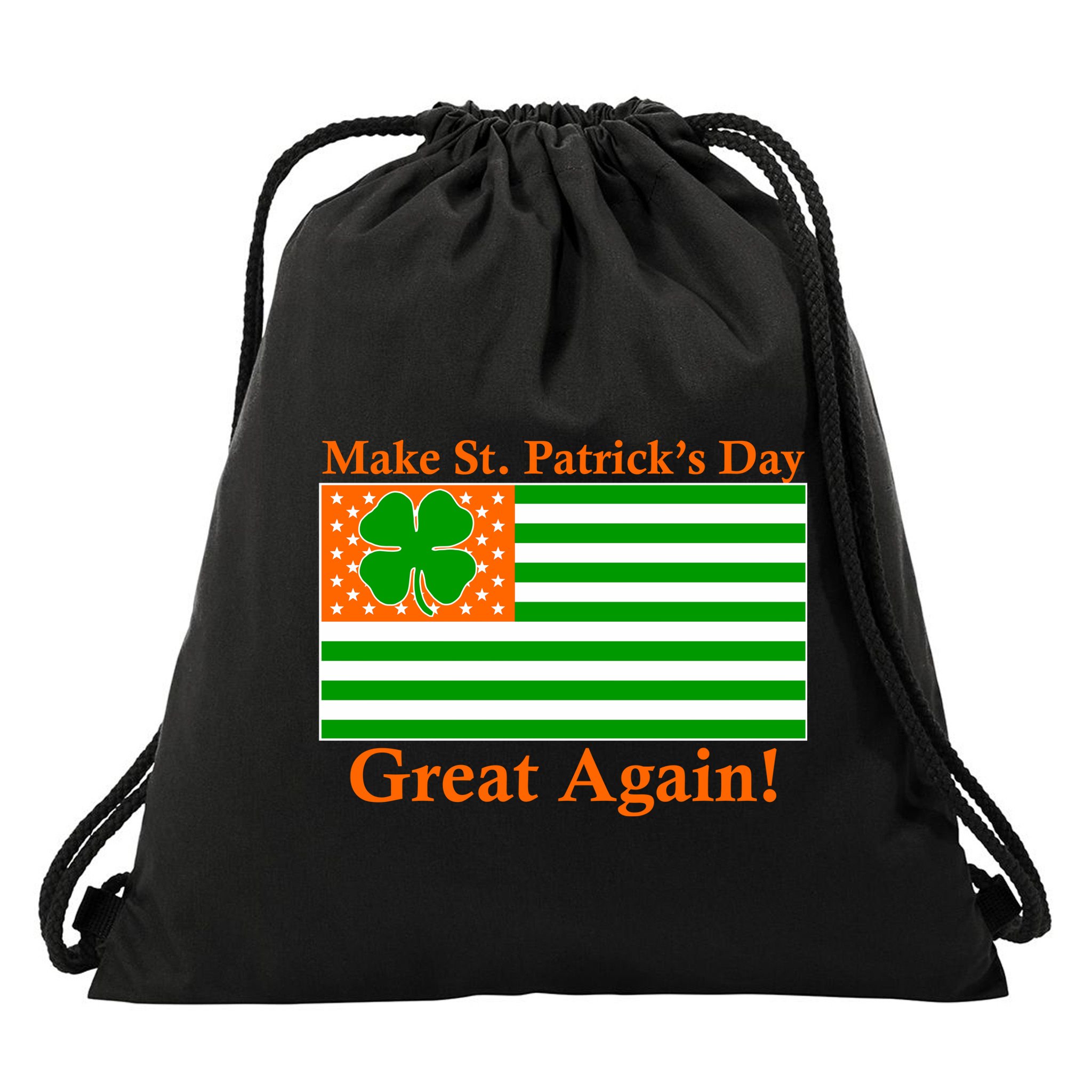 Make St. Patrick's Day Great Again! Irish America USA Clover Flag Drawstring Bag