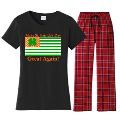 Make St. Patrick's Day Great Again! Irish America USA Clover Flag Women's Flannel Pajama Set