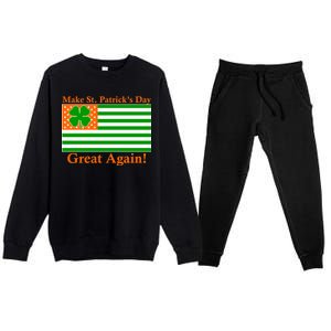 Make St. Patrick's Day Great Again! Irish America USA Clover Flag Premium Crewneck Sweatsuit Set