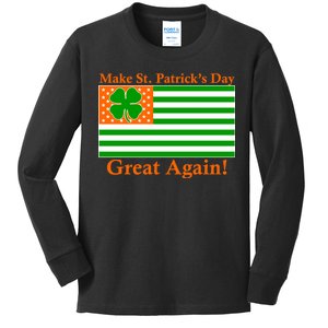 Make St. Patrick's Day Great Again! Irish America USA Clover Flag Kids Long Sleeve Shirt