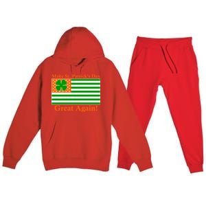 Make St. Patrick's Day Great Again! Irish America USA Clover Flag Premium Hooded Sweatsuit Set