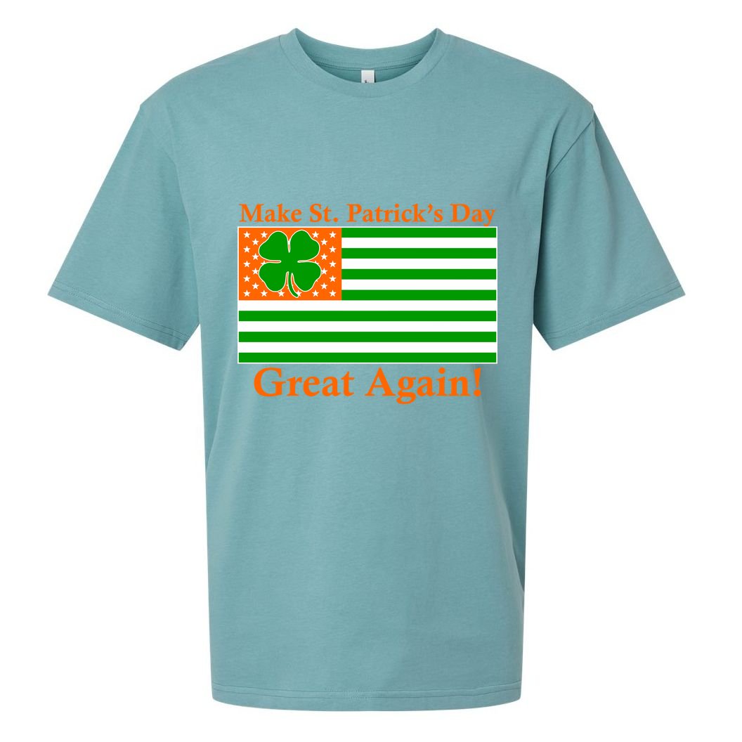 Make St. Patrick's Day Great Again! Irish America USA Clover Flag Sueded Cloud Jersey T-Shirt