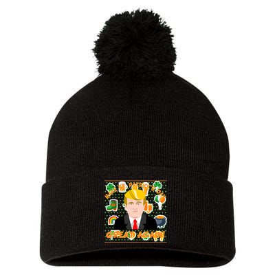 Make St. Patrick's Day Great Again President Donald Trump Pom Pom 12in Knit Beanie