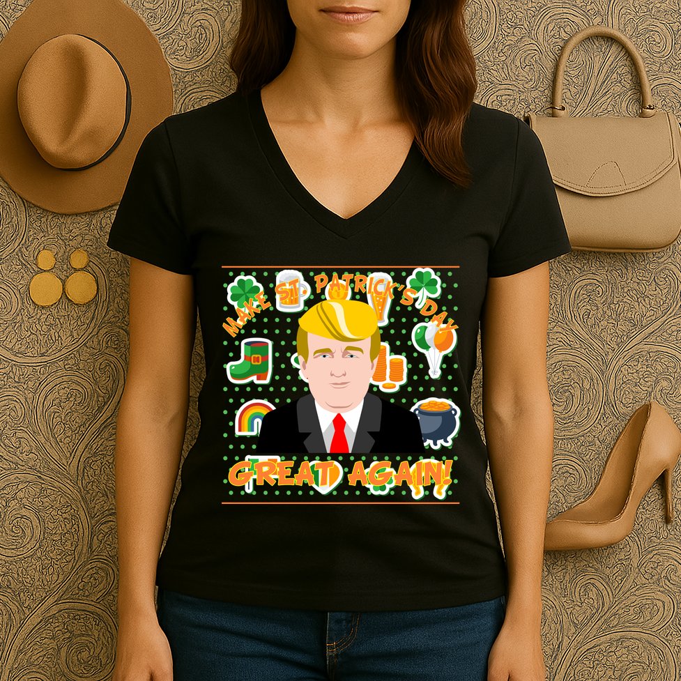Make St. Patrick's Day Great Again President Donald Trump Women's V-Neck T-Shirt