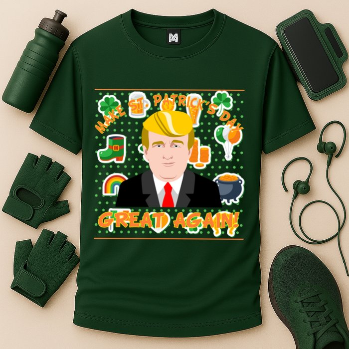 Make St. Patrick's Day Great Again President Donald Trump Cooling Performance Crew T-Shirt
