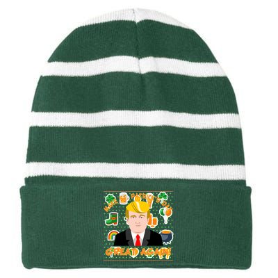 Make St. Patrick's Day Great Again President Donald Trump Striped Beanie with Solid Band