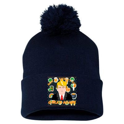 Make St. Patrick's Day Great Again President Donald Trump Pom Pom 12in Knit Beanie