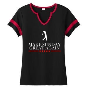 Make Sunday Great Again Golfing Ladies Halftime Notch Neck Tee