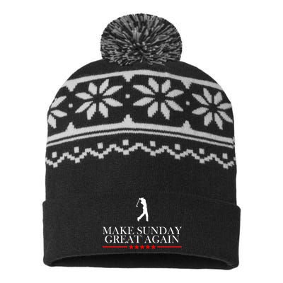 Make Sunday Great Again Golfing USA-Made Snowflake Beanie