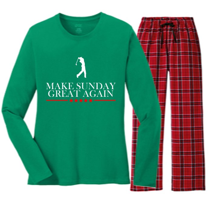 Make Sunday Great Again Golfing Women's Long Sleeve Flannel Pajama Set 