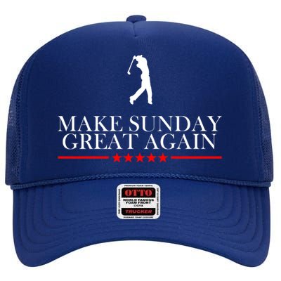 Make Sunday Great Again Golfing High Crown Mesh Back Trucker Hat