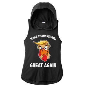 Make Thanksgiving Great Again Donald Trump Ladies PosiCharge Tri-Blend Wicking Draft Hoodie Tank