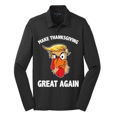 Make Thanksgiving Great Again Donald Trump Silk Touch Performance Long Sleeve Polo