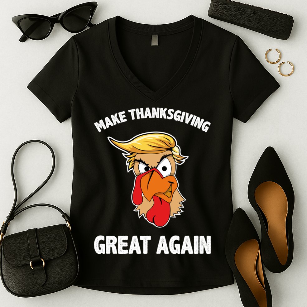 Make Thanksgiving Great Again Donald Trump Women's V-Neck T-Shirt