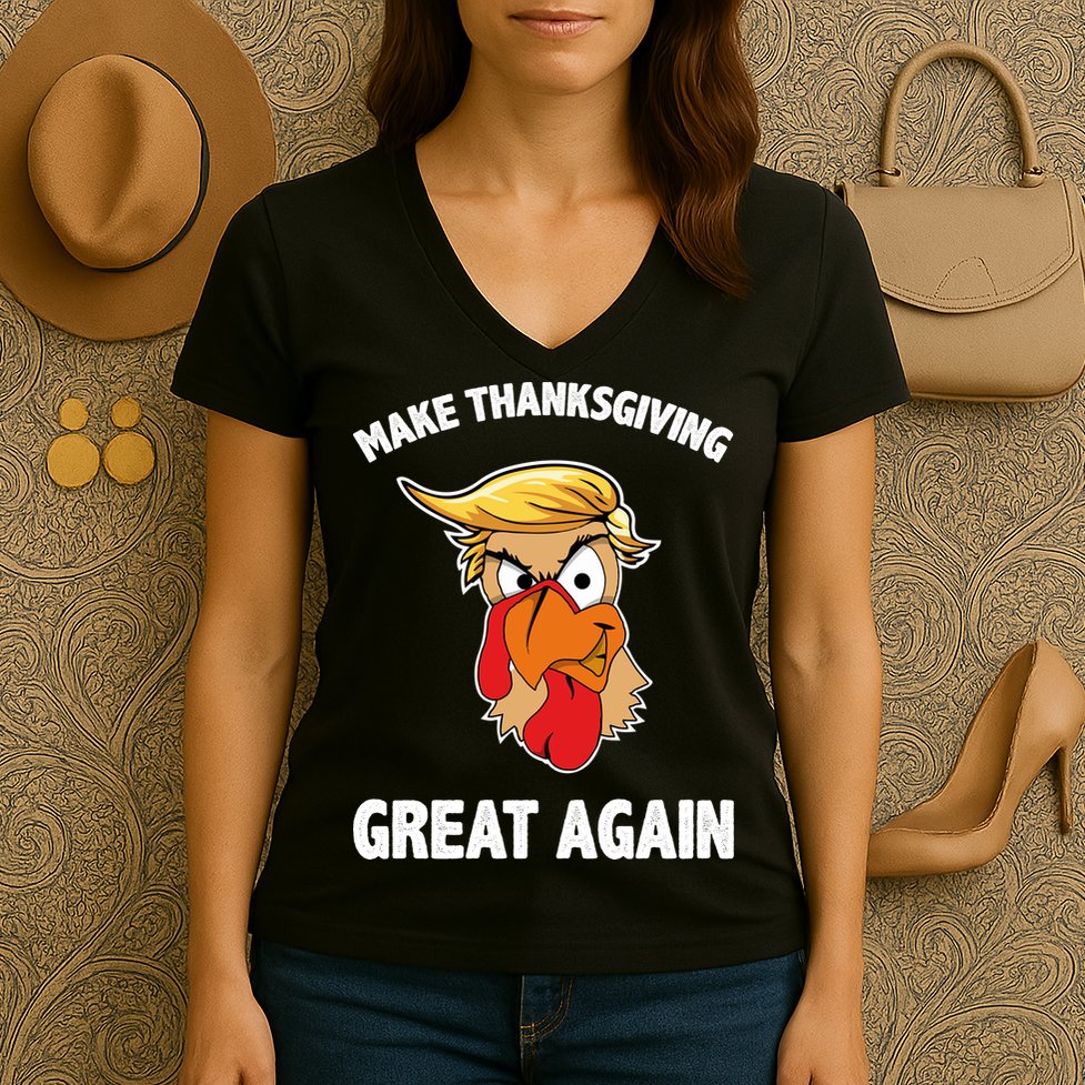 Make Thanksgiving Great Again Donald Trump Women's V-Neck T-Shirt