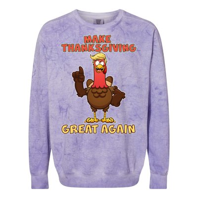 Make Thanksgiving Great Again Trump Turkey Colorblast Crewneck Sweatshirt