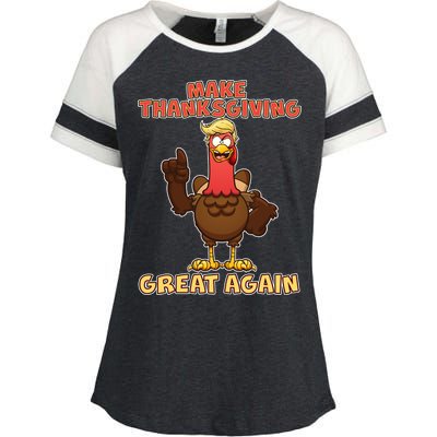 Make Thanksgiving Great Again Trump Turkey Enza Ladies Jersey Colorblock Tee