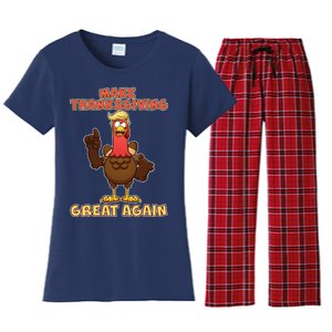 Make Thanksgiving Great Again Trump Turkey Women's Flannel Pajama Set