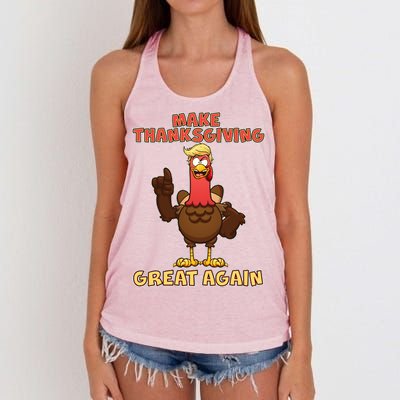 Make Thanksgiving Great Again Trump Turkey Women's Knotted Racerback Tank