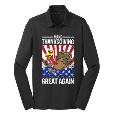 Make Thanksgiving Great Again Turkey Silk Touch Performance Long Sleeve Polo