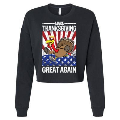 Make Thanksgiving Great Again Turkey Cropped Pullover Crew