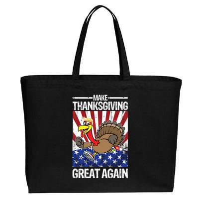 Make Thanksgiving Great Again Turkey Cotton Canvas Jumbo Tote