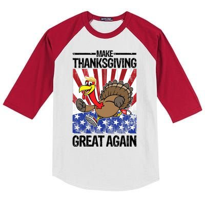 Make Thanksgiving Great Again Turkey Kids Colorblock Raglan Jersey