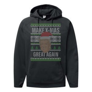 Make X-Mas Great Again Ugly Christmas Performance Fleece Hoodie