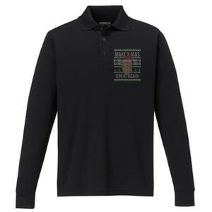 Make X-Mas Great Again Ugly Christmas Performance Long Sleeve Polo