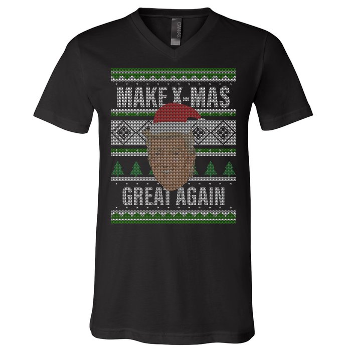 Make X-Mas Great Again Ugly Christmas V-Neck T-Shirt