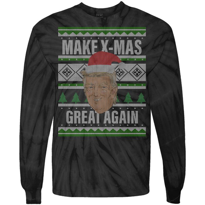 Make X-Mas Great Again Ugly Christmas Tie-Dye Long Sleeve Shirt