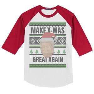 Make X-Mas Great Again Ugly Christmas Kids Colorblock Raglan Jersey