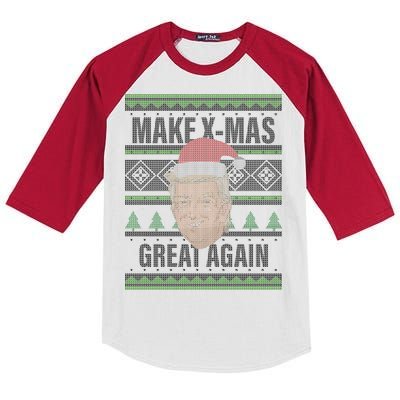 Make X-Mas Great Again Ugly Christmas Kids Colorblock Raglan Jersey