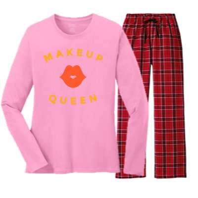 Makeup Queen Women's Long Sleeve Flannel Pajama Set 