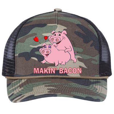 Makin' Bacon Pigs In Love Retro Rope Trucker Hat Cap