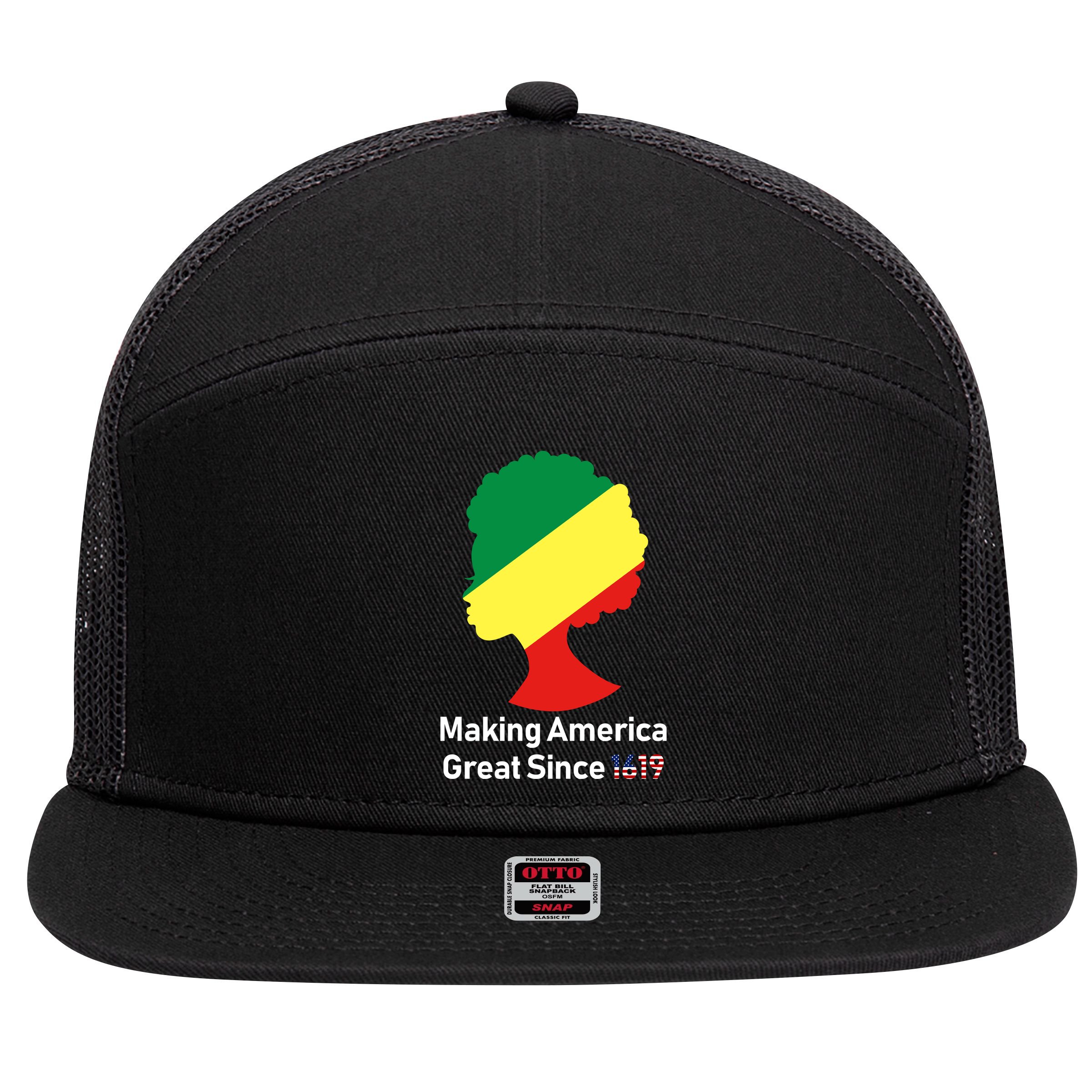 Making America Great Since 1619 7 Panel Mesh Trucker Snapback Hat