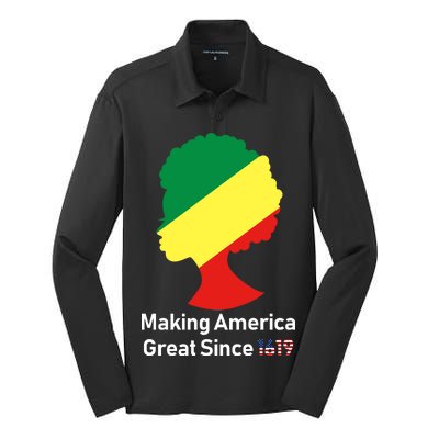 Making America Great Since 1619 Silk Touch Performance Long Sleeve Polo