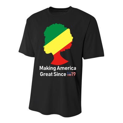 Making America Great Since 1619 Youth Performance Sprint T-Shirt