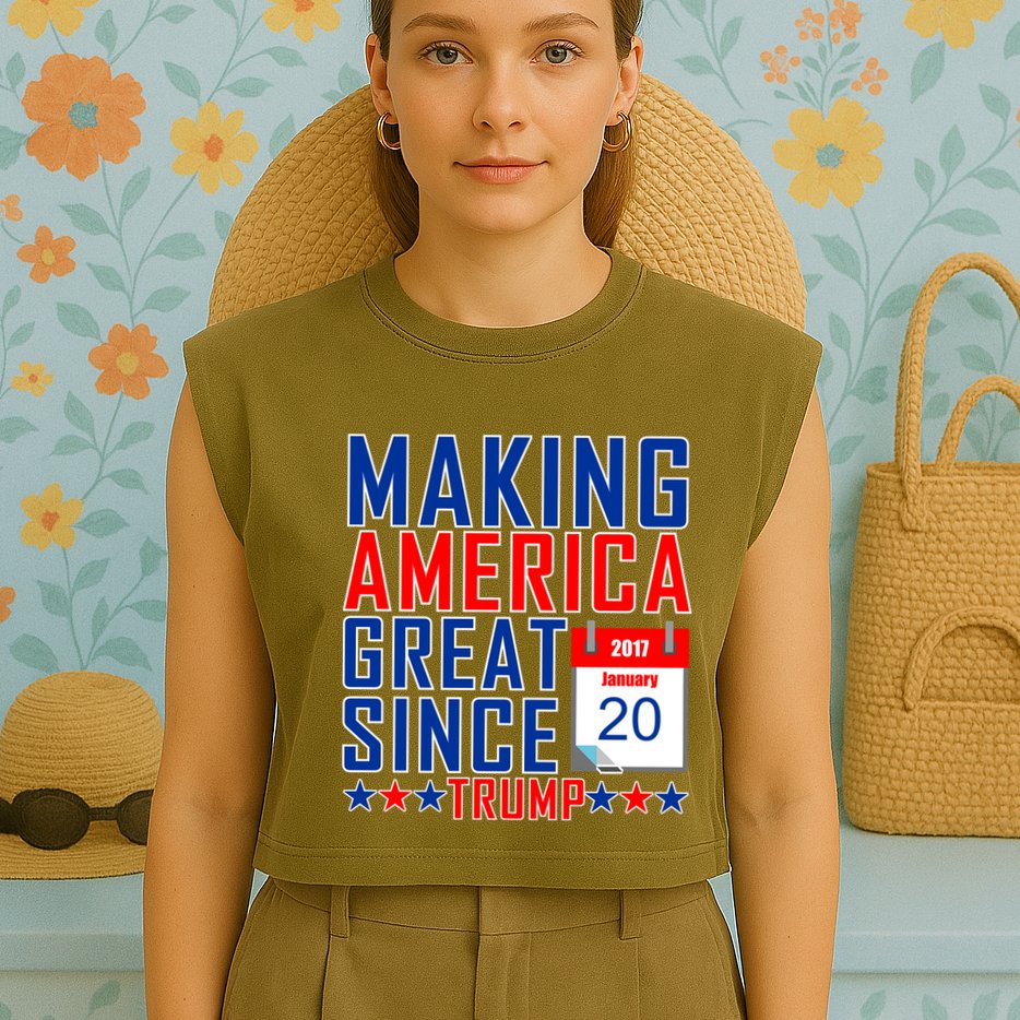 Making America Great Since 2017 Trump Inauguration Day Garment-Dyed Women's Muscle Tee