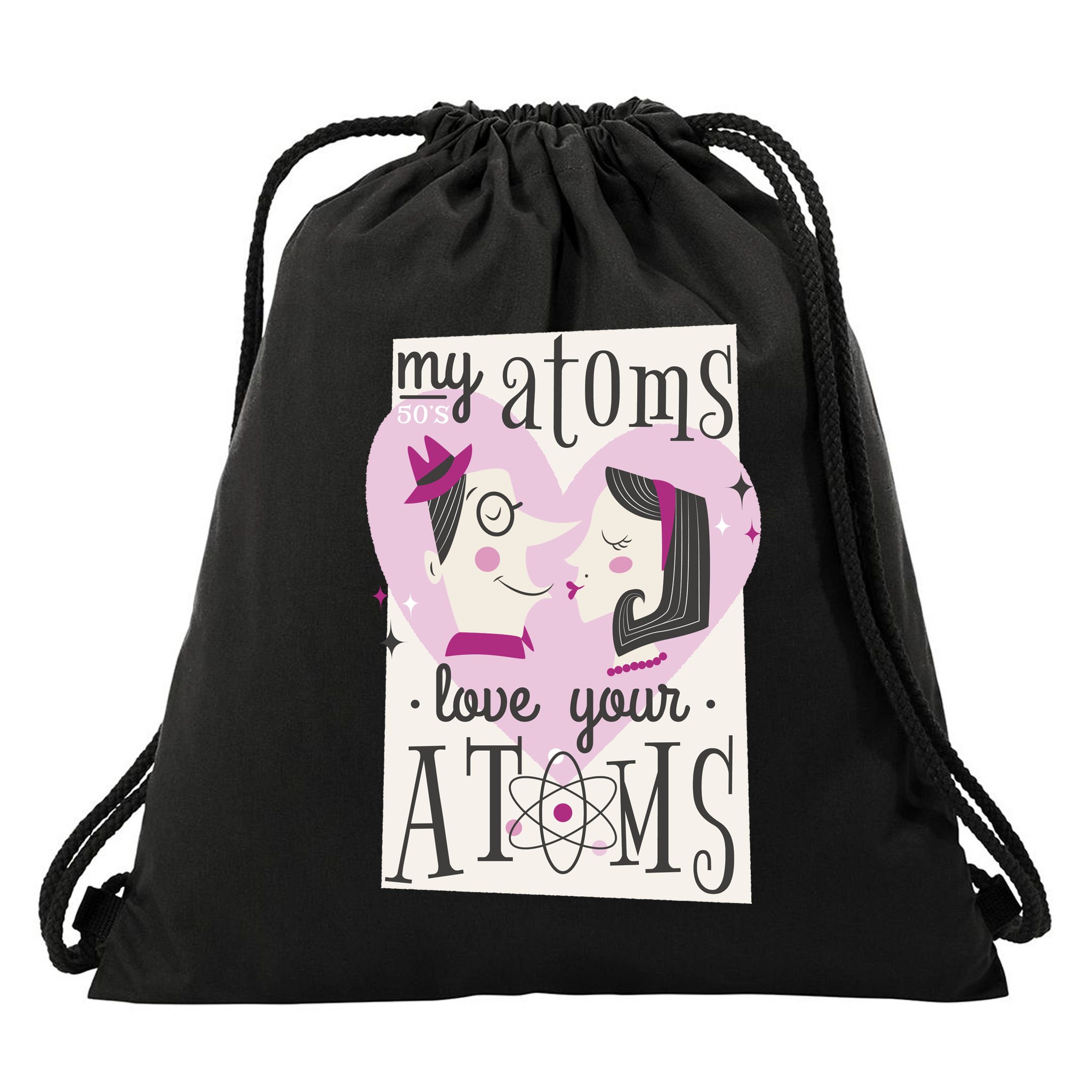 My Atoms Love Your Atoms Science Couple Drawstring Bag