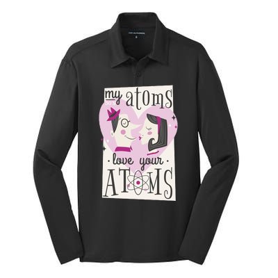 My Atoms Love Your Atoms Science Couple Silk Touch Performance Long Sleeve Polo