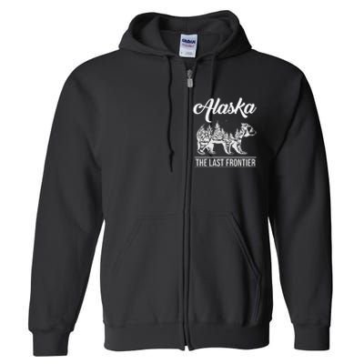 Moose Alaska Last Frontier Alaska Grizzly Bears Mountains Full Zip Hoodie