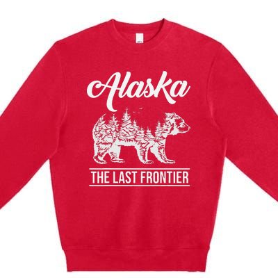 Moose Alaska Last Frontier Alaska Grizzly Bears Mountains Premium Crewneck Sweatshirt