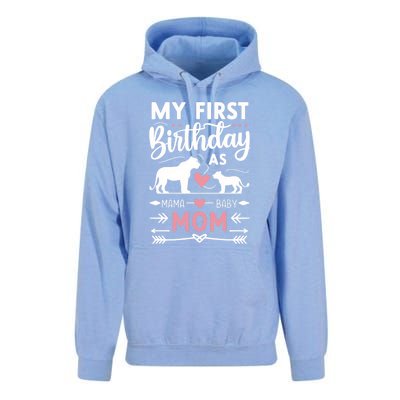 Mom And Lioness And Cub My First Birthday As A Mom Gift Unisex Surf Hoodie