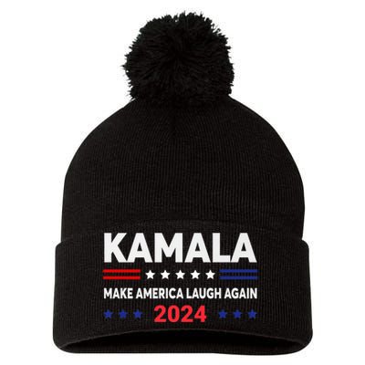 Make America Laugh Again 2024 Kamala Pom Pom 12in Knit Beanie