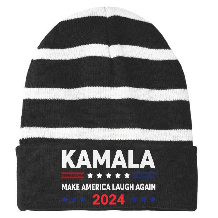 Make America Laugh Again 2024 Kamala Striped Beanie with Solid Band