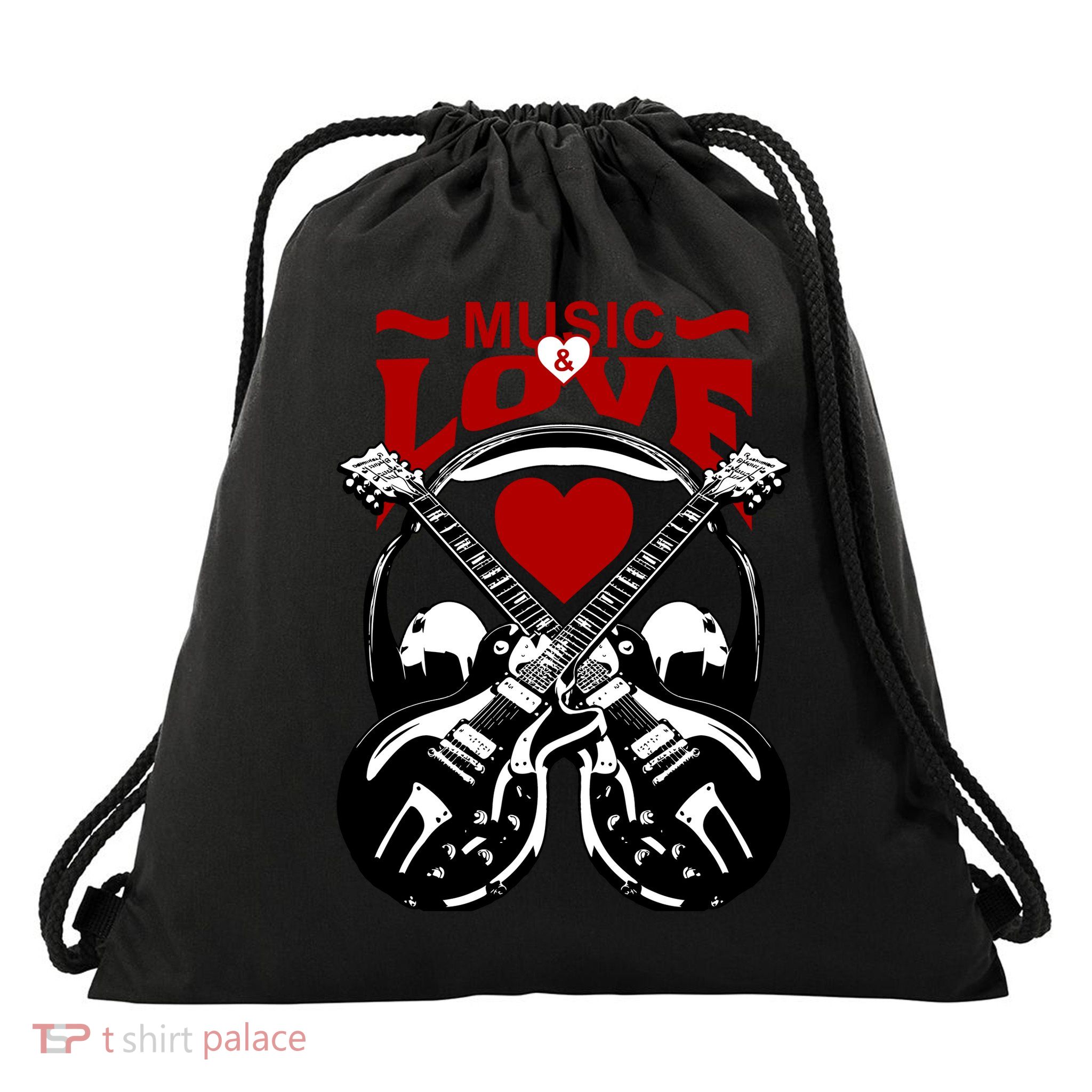 Music And Love Guitars Drawstring Bag