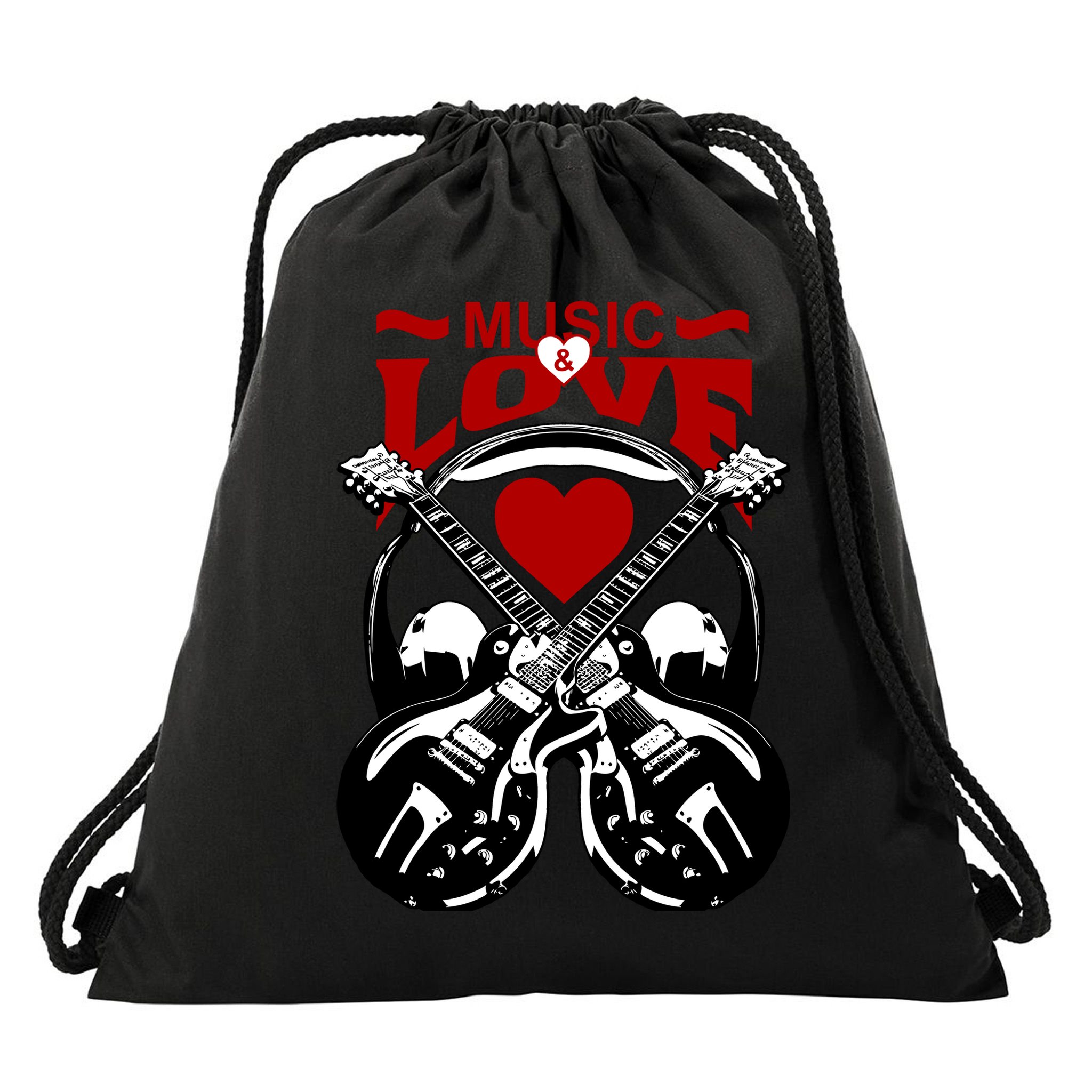 Music And Love Guitars Drawstring Bag