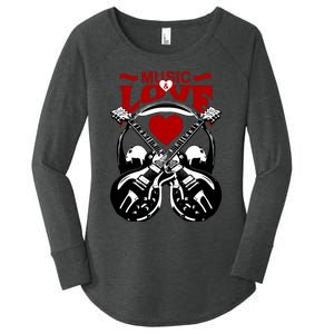 Music And Love Guitars Women's Perfect Tri Tunic Long Sleeve Shirt