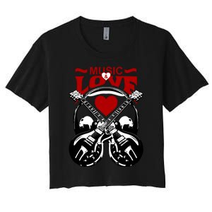 Music And Love Guitars Women's Crop Top Tee